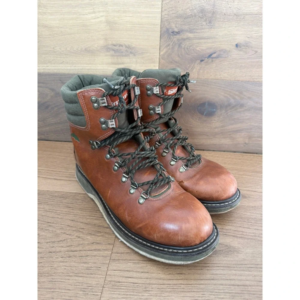 Simms Freestone Wading Boots Mens 13 Brown Leather Felt Sole Fly Fishing Boots